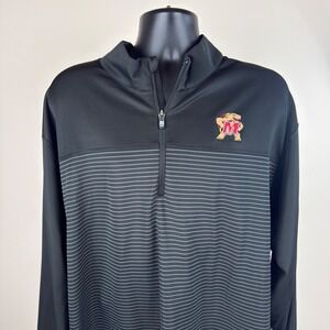 Cutter & Buck Maryland Terrapins Mens 3XLT Black‎ Striped 1/4 Zip Pullover EUC
